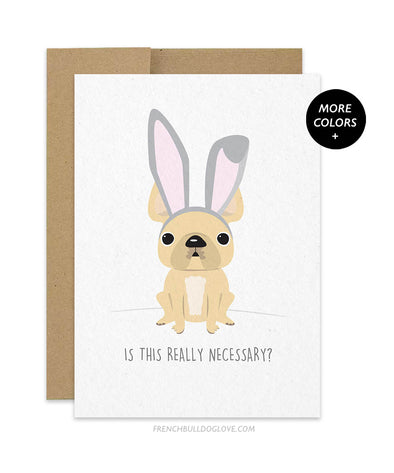 French Bunny - Easter Card - French Bulldog Greeting Card