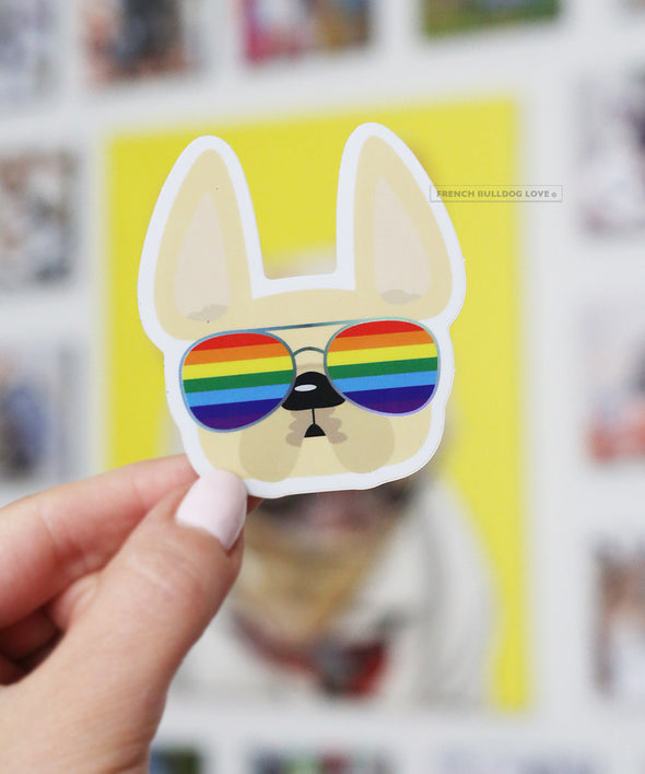 Frenchie Shades - PRIDE - Waterproof Holographic Sticker