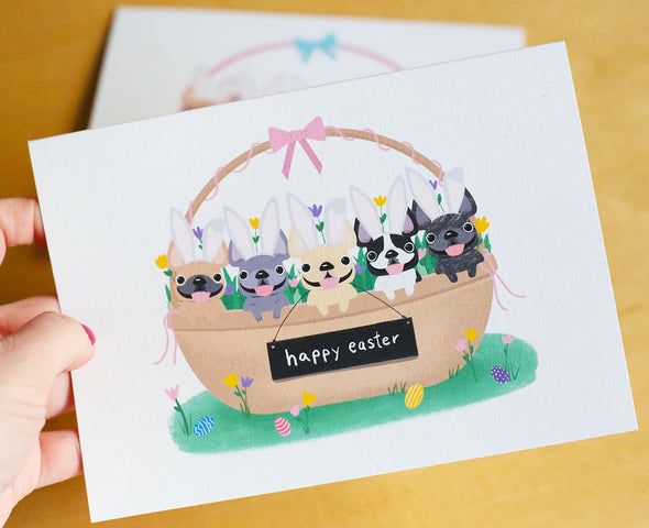Bunny Basket - French Bulldog Easter Card