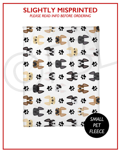 SLIGHTLY MISPRINTED Frenchie Faces Fleece Blanket - Small // FINAL SALE