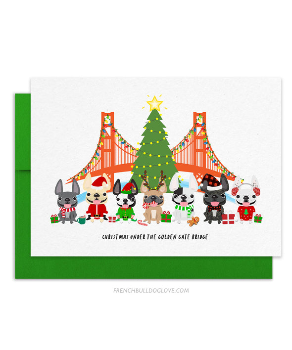 Christmas Under the Golden Gate Bridge French Bulldog Holiday Christmas Card