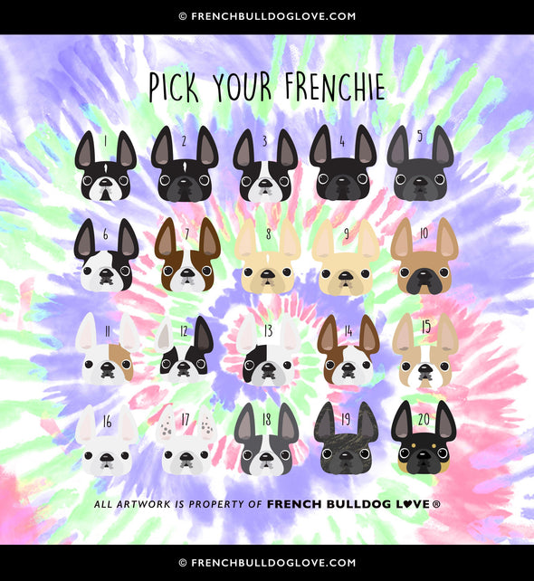 French Bulldog Tie Dye Pillow - Retro - French Bulldog Love