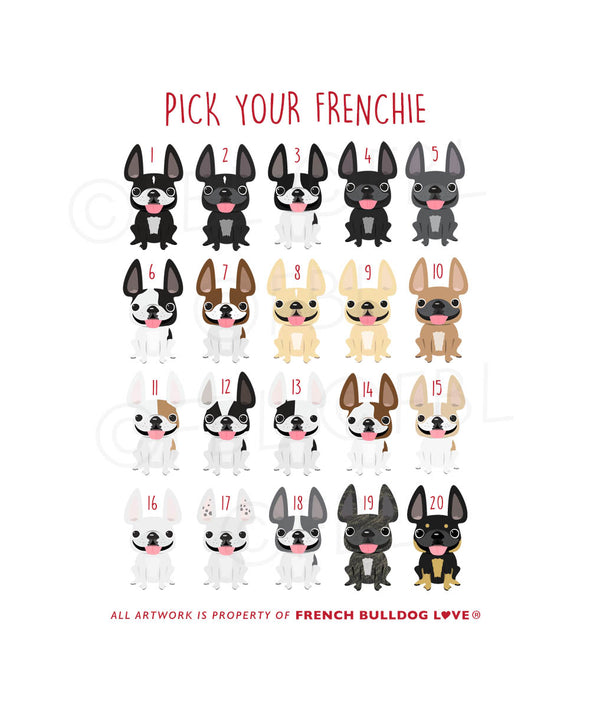 Custom Blue Heart Candy French Bulldog Greeting Card - ADD YOUR OWN TEXT
