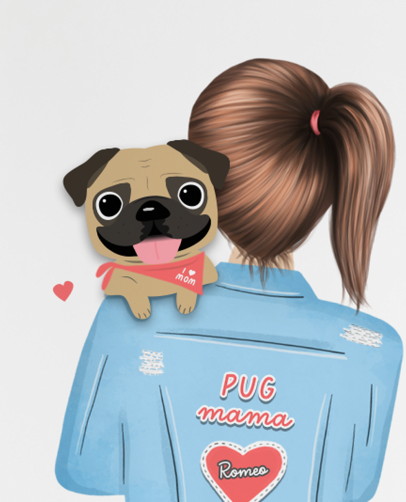 Pug Mama - Custom Pug Mom Print 8x10