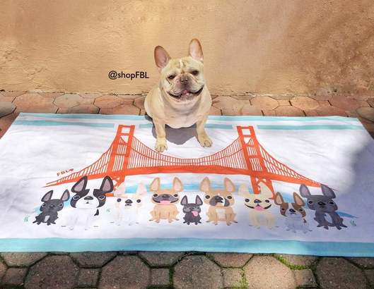 Bay Area Frenchies / French Bulldog Beach Towel - French Bulldog Love - 2
