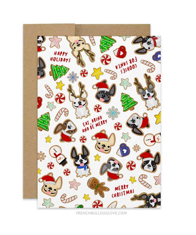 Christmas Cookies French Bulldog Holiday Christmas Card - French Bulldog Love