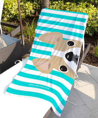 Honey Pied / Striped French Bulldog Beach Towel