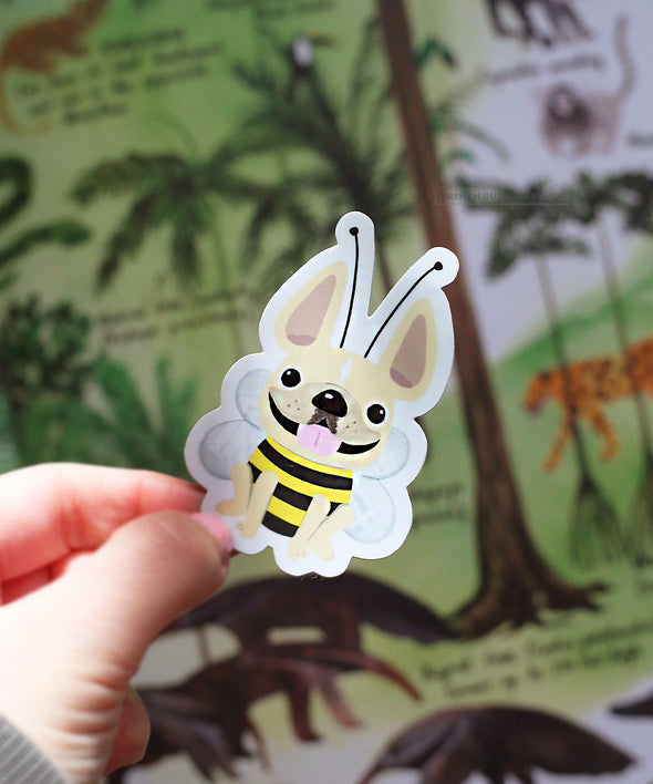 #100DAYPROJECT 46/100 - BUMBLE BEE VINYL FRENCH BULLDOG STICKER