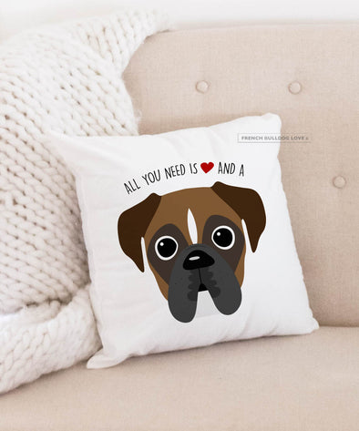 Boxer Pillow - All You Need is Love & a Boxer - Dark Pied