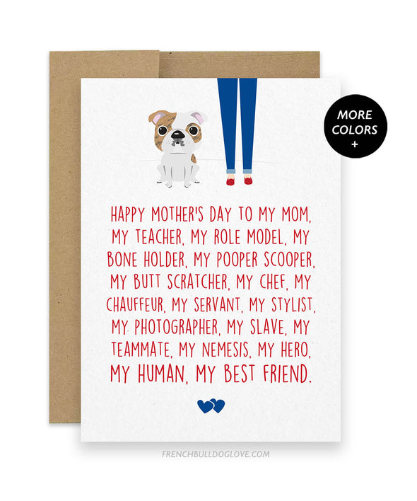 Mom Servant - English Bulldog Mother's Day Card