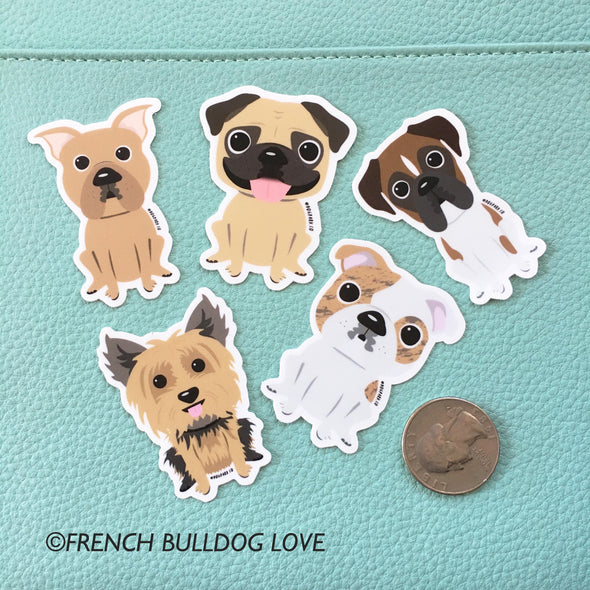 Dog Breed Mini Sticker Set of 5 - The Dog Park by French Bulldog Love