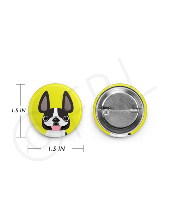 Mini French Bulldog Button - 1.5 inch - Black & White Pied