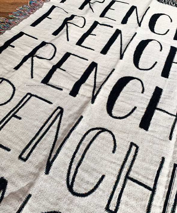 FRENCHIE Woven Blanket - Natural - 100% Cotton - Small