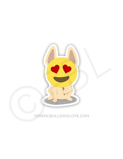 #100DAYPROJECT 43/100 - HEART EYES EMOJI VINYL FRENCH BULLDOG STICKER - French Bulldog Love