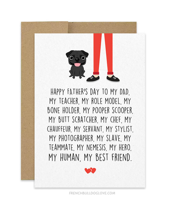 Dad Servant - Pug Father's Day Card