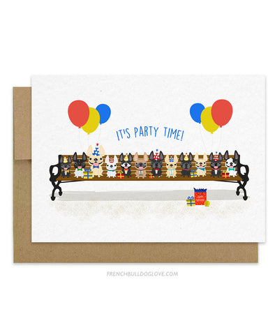 Puppy Party French Bulldog Birthday Card