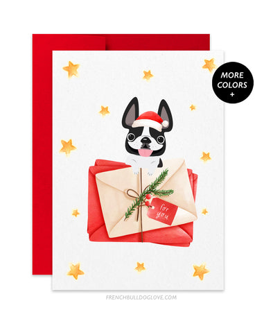 Holiday Letters - Red - French Bulldog Christmas Card