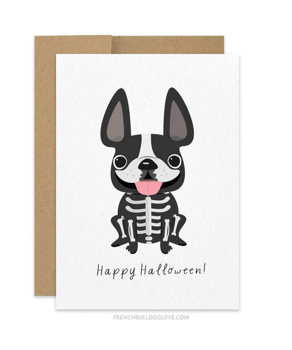 Skeleton - French Bulldog Halloween Card