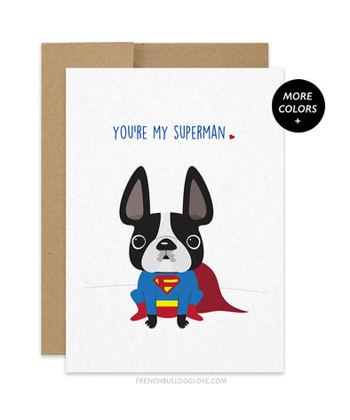 Superman - French Bulldog Greeting Card