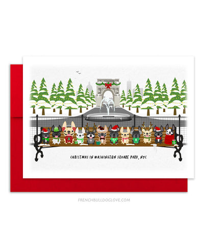 Christmas in Washington Square Park French Bulldog Holiday Christmas Card