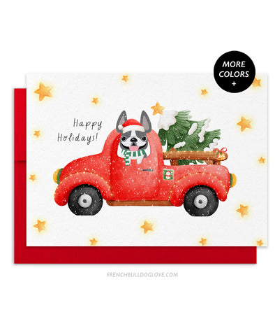 Holiday Truck - French Bulldog Christmas Card