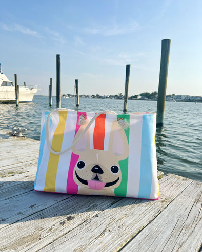 Summer Stripes Rope Weekender Bag - Pick Your Frenchie Color
