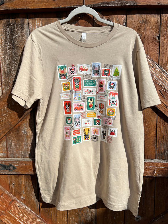 MISPRINT - HOLIDAY STAMPS T SHIRT - LARGE