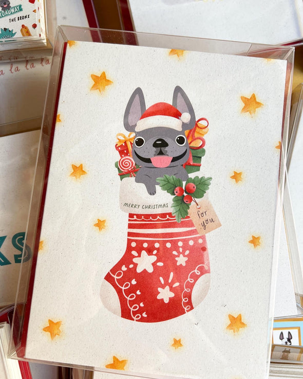 Holiday stocking - French Bulldog Christmas Card
