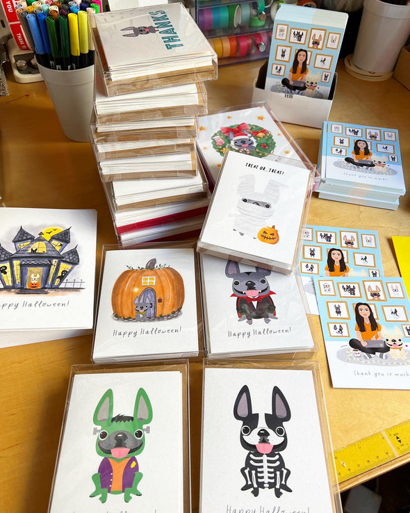 Dracula - French Bulldog Halloween Note Cards - Set of 12
