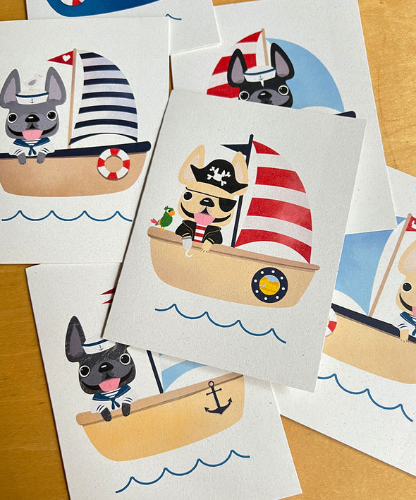 Frenchies Ahoy! French Bulldog Note Cards - Set of 12