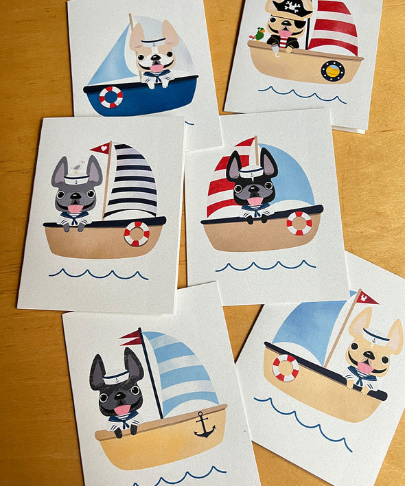 Frenchies Ahoy! French Bulldog Note Cards - Set of 12