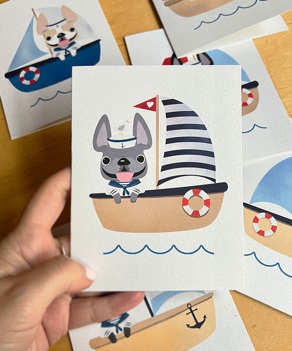 Frenchies Ahoy! French Bulldog Note Cards - Set of 12