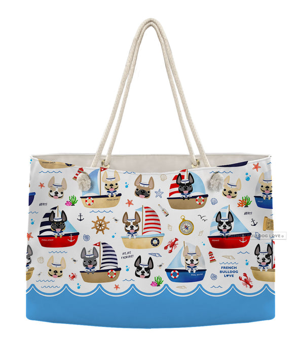 Frenchies Ahoy! Rope Weekender Bag