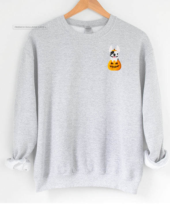 Frenchie Pumpkin - Black & White Pied Frenchie - Crewneck Sweatshirt - Unisex