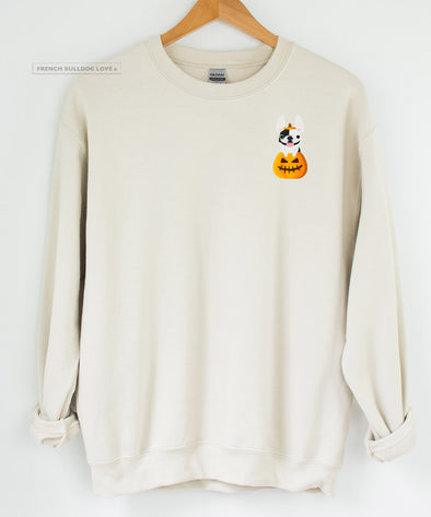 Frenchie Pumpkin - Black & White Pied Frenchie - Crewneck Sweatshirt - Unisex