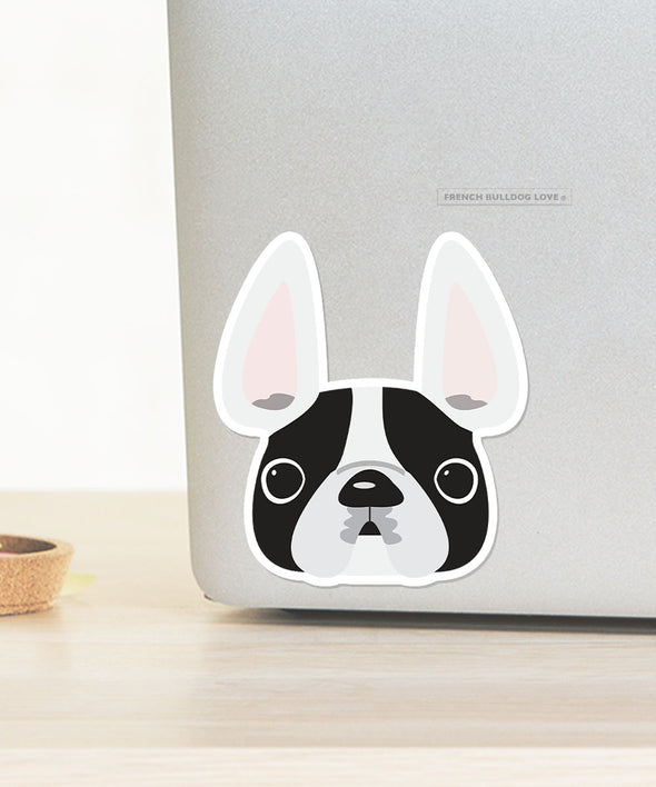 White & Black Pied / Large French Bulldog Sticker