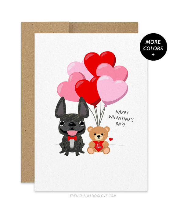 Be Mine Teddy Bear - French Bulldog Greeting Card