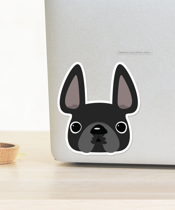 Black / Large French Bulldog Sticker