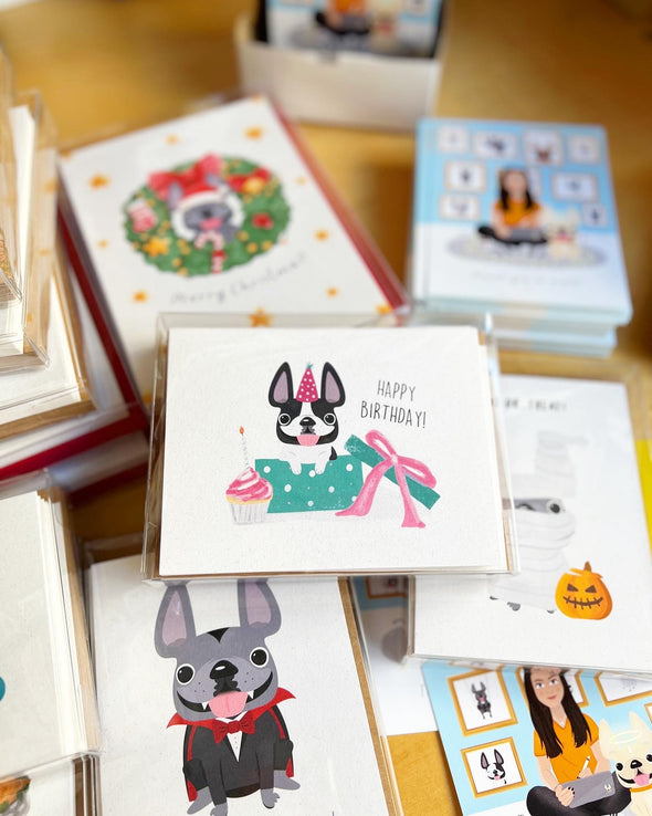 #100DAYPROJECT French Bulldog Note Cards Box Set of 12 - BDAY