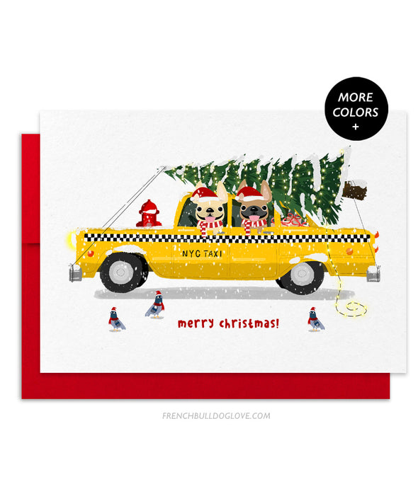 Christmas Cab - French Bulldog Holiday Card