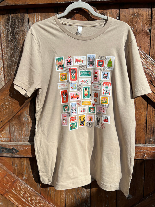 MISPRINT - HOLIDAY STAMPS T SHIRT - LARGE