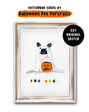 Halloween Custom Pet Portrait - 5x7 Original Artwork