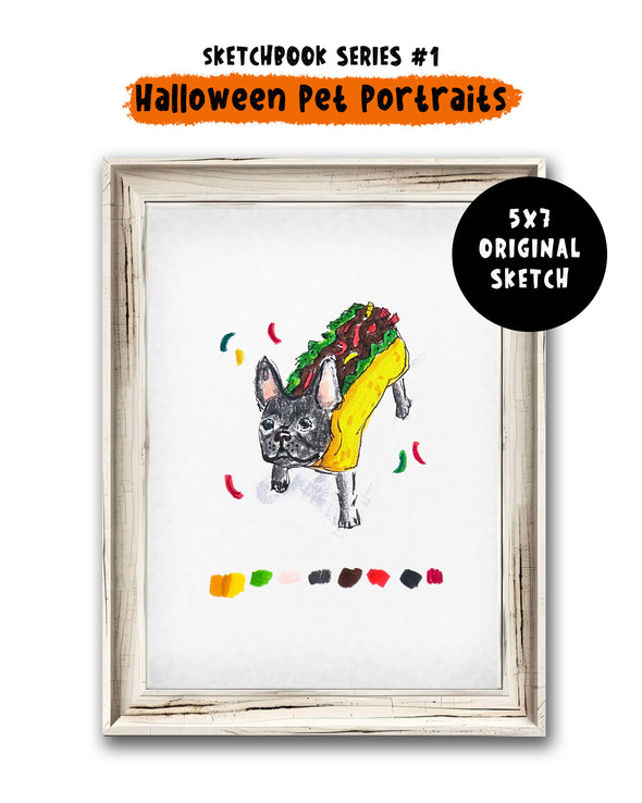 Halloween Custom Pet Portrait - 5x7 Original Artwork