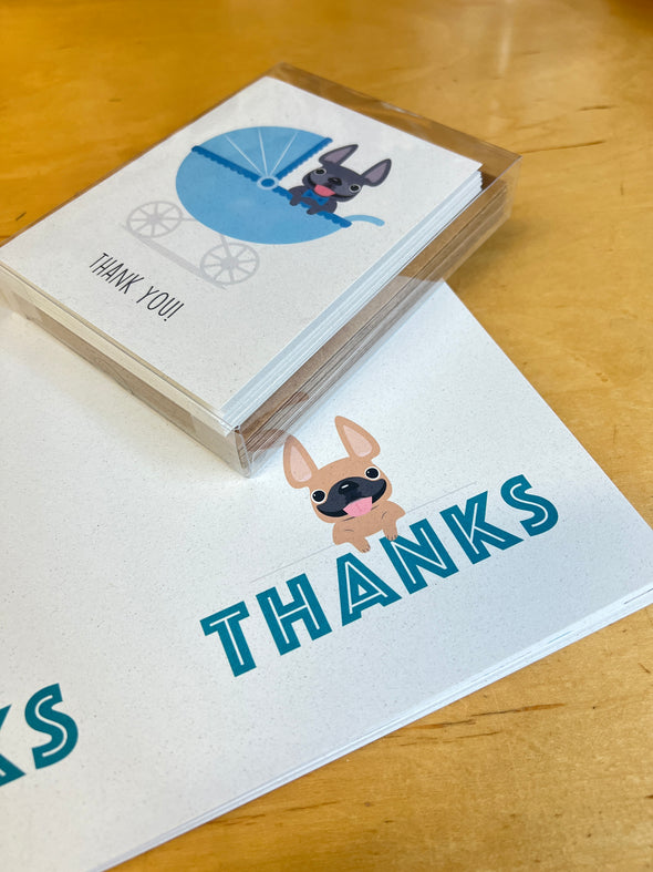 Thanks - French Bulldog Note Cards - Set of 12