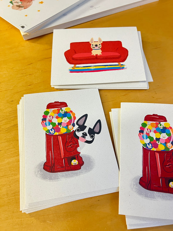 #100DAYPROJECT French Bulldog Note Cards Box Set of 12 -GUMBALLS