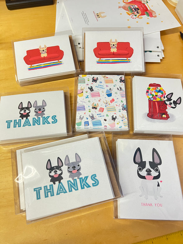 #100DAYPROJECT French Bulldog Note Cards Box Set of 12 -GUMBALLS