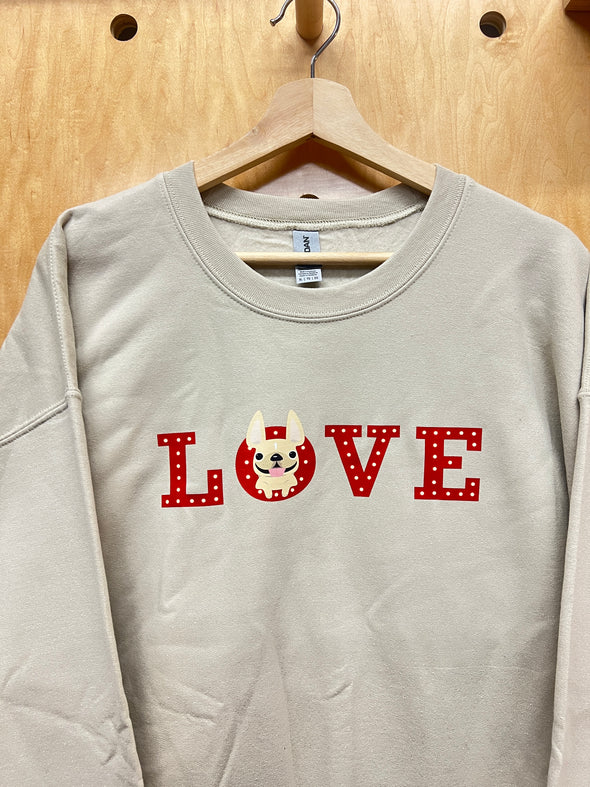 SAMPLE - FLASHING LOVE SWEATSHIRT - CREAM FRENCHIE - XL - TAN