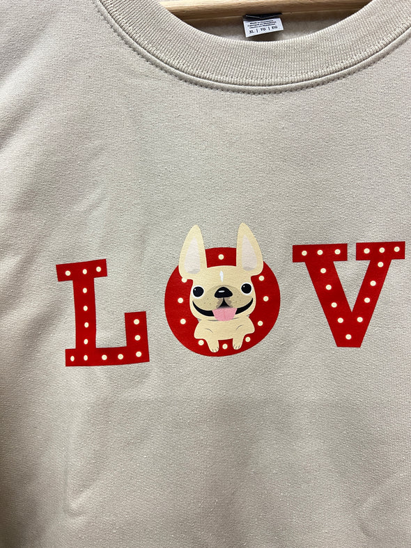 SAMPLE - FLASHING LOVE SWEATSHIRT - CREAM FRENCHIE - XL - TAN