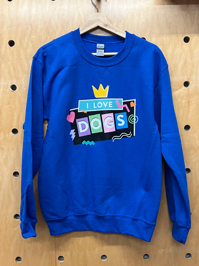 SAMPLE - I LOVE DOGS SWEATSHIRT - SMALL - ROYAL BLUE