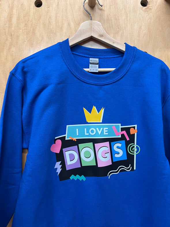 SAMPLE - I LOVE DOGS SWEATSHIRT - SMALL - ROYAL BLUE